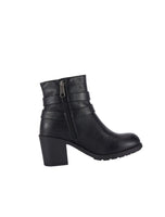 Women's Double Buckle Zipper Side Motorcycle Boots