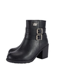 Women's Double Buckle Zipper Side Motorcycle Boots