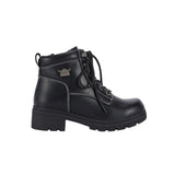 Women's Zip Side Short Black Biker Boots