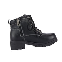 Women's Zip Side Short Black Biker Boots