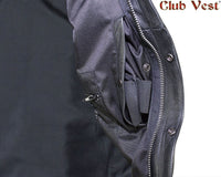 Men's Black Premium Leather Motorcycle Vest by Club Vest no front pockets