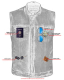 CONCEALED SNAP CLOSURE, OLD SCHOOL HEAVY DENIM, SCOOP COLLAR & HIDDEN ZIPPER VEST Jimmy Lee Leathers Club Vest