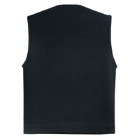 CONCEALED SNAPS, OLD SCHOOL HEAVY DENIM, HIDDEN ZIPPER, W/O COLLAR Jimmy Lee Leathers Club Vest