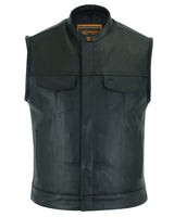 CONCEALED ZIPPER SNAP CLOSURE, PREMIUM COWHIDE, MOTORCYCLE VEST Jimmy Lee Leathers Club Vest