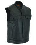 CONCEALED ZIPPER SNAP CLOSURE, PREMIUM COWHIDE, MOTORCYCLE VEST Jimmy Lee Leathers Club Vest