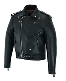 Classic Biker Motorcycle Jacket Concealed Gun Pockets Premium Cowhide Leather by Jimmy Lee Jimmy Lee Leathers Club Vest