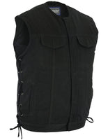 DENIM, UPGRADED STYLE GUN POCKETS SIDE LACE VEST Jimmy Lee Leathers Club Vest