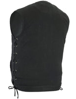 DENIM, UPGRADED STYLE GUN POCKETS SIDE LACE VEST Jimmy Lee Leathers Club Vest