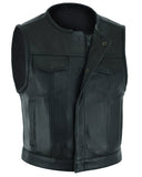 DROP ZONE CALIFORNIA SHORT SIDE CUT MOTORCYCLE LEATHER VEST Jimmy Lee Leathers Club Vest