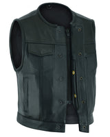 DROP ZONE CALIFORNIA SHORT SIDE CUT MOTORCYCLE LEATHER VEST Jimmy Lee Leathers Club Vest