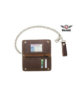 Heavy Duty Dark Brown Leather Chain Wallet Jimmy Lee Leathers Club Vest