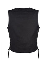 Ladies Black Denim, Side Laces 5 Snap Front Denim Vest by Jimmy Lee Leathers Jimmy Lee Leathers Club Vest