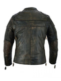 Ladies Retro Brown Premium Naked Cowhide Leather Racer Jacket Conceal Pockets Jimmy Lee Leathers Club Vest