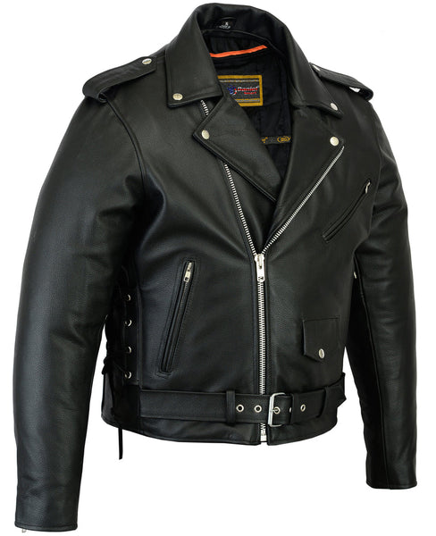 MEN'S CLASSIC SIDE LACE POLICE STYLE M/C JACKET XS-12X Jimmy Lee Leathers Club Vest