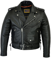 MEN'S CLASSIC SIDE LACE POLICE STYLE M/C JACKET XS-12X Jimmy Lee Leathers Club Vest