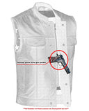 MEN’S LEATHER VEST WITH RED STITCHING AND USA INSIDE FLAG LINING Jimmy Lee Leathers Club Vest