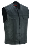 MEN’S PREMIUM PERFORATED SINGLE BACK PANEL CONCEALMENT VEST W/O COLLAR Jimmy Lee Leathers Club Vest