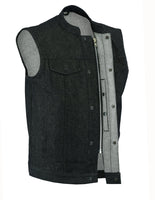 MEN'S ROUGH RUB-OFF RAW FINISH DENIM VEST NO LINER Jimmy Lee Leathers Club Vest