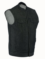 MEN'S ROUGH RUB-OFF RAW FINISH DENIM VEST NO LINER Jimmy Lee Leathers Club Vest