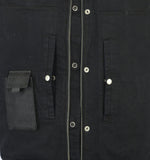 MEN’S ROUGH RUB-OFF RAW FINISH DENIM VEST W/LEATHER TRIM NO LINER Jimmy Lee Leathers Club Vest