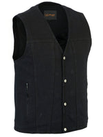 MEN'S SINGLE BACK PANEL CONCEALED CARRY DENIM VEST Jimmy Lee Leathers Club Vest