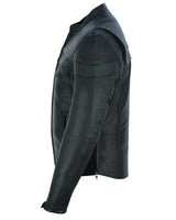 MEN'S SPORTY LEATHER SCOOTER JACKET Jimmy Lee Leathers Club Vest