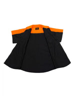 Mechanic Shirt with Reflector on Back Straight Bottom Orange & Black Jimmy Lee Leathers Club Vest