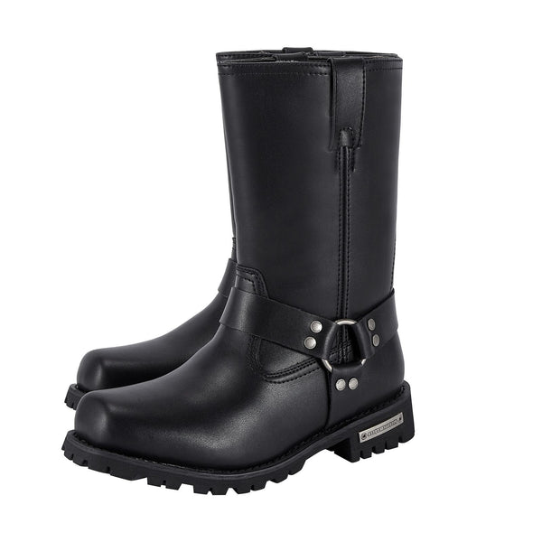 Men's Leather Standard Harness Biker Boots, Straps & Ring on Ankle side zipper Jimmy Lee Leathers Club Vest