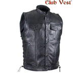 Men's Naked Cowhide CCW Pocket With Jacket Zipper And Snap Vest by Club Vest Jimmy Lee Leathers Club Vest