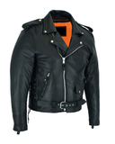 Mens Classic Style Motorcycle Jacket Side Laces Premium Cowhide Leather by Jimmy Lee Jimmy Lee Leathers Club Vest