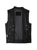 Mens Motorcycle Club Vest Black Denim CCW by Jimmy Lee Leathers Jimmy Lee Leathers Club Vest