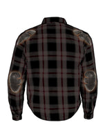 Mens Plaid Cotton Flannel Shirt Vented Removable shoulder and elbow pads Jimmy Lee Leathers Club Vest