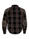 Mens Plaid Cotton Flannel Shirt Vented Removable shoulder and elbow pads Jimmy Lee Leathers Club Vest