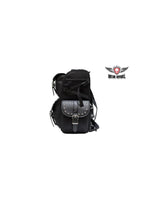 Premium Large Motorcycle Sissy bar Tour Bag with Studs and dual side door access Jimmy Lee Leathers Club Vest