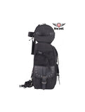 Premium Large Motorcycle Sissy bar Tour Bag with Studs and dual side door access Jimmy Lee Leathers Club Vest