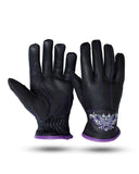 Purple & Siver Butterfly in a White Graphic Embroidered Leather Gloves Jimmy Lee Leathers Club Vest