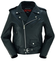 WOMEN'S CLASSIC PLAIN SIDE FITTED M/C STYLE JACKET Jimmy Lee Leathers Club Vest