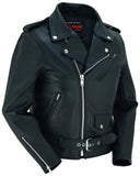 WOMEN'S CLASSIC PLAIN SIDE FITTED M/C STYLE JACKET Jimmy Lee Leathers Club Vest