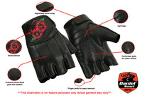 WOMEN’S EMBROIDERED FINGERLESS GLOVE Jimmy Lee Leathers Club Vest