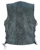 WOMEN'S GRAY SINGLE BACK PANEL CONCEALED CARRY VEST Jimmy Lee Leathers Club Vest