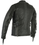 WOMEN'S STYLISH LEATHER MOTORCYCLE JACKET WITH FRINGE Jimmy Lee Leathers Club Vest