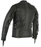 WOMEN'S STYLISH LEATHER MOTORCYCLE JACKET WITH FRINGE Jimmy Lee Leathers Club Vest