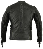 WOMEN'S STYLISH LEATHER MOTORCYCLE JACKET WITH FRINGE Jimmy Lee Leathers Club Vest