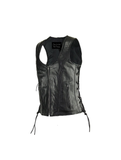 Women's Motorcycle Black Naked Cowhide Leather Vest by Jimmy Lee Leathers Jimmy Lee Leathers Club Vest