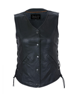 Womens Leather Vest w/ Concealed Carry & Side Laces 5-snaps on front by Jimmy Lee Leathers Jimmy Lee Leathers Club Vest