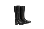 Women's Long Laced and Zipper Side Biker Boots Black