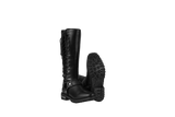 Women's Long Laced and Zipper Side Biker Boots Black