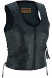 WOMEN'S LIGHTWEIGHT MOTORCYCLE VEST WITH RIVETS DETAILING