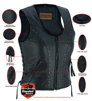 WOMEN'S LIGHTWEIGHT MOTORCYCLE VEST WITH RIVETS DETAILING