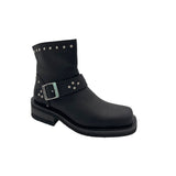 WOMEN'S 8" HEELED BUCKLE FULL GRAIN LEATHER BIKER BOOT